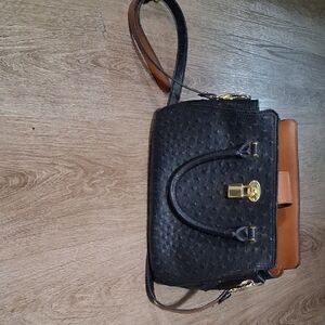 London Fog Black and Brown Crossbody Bag